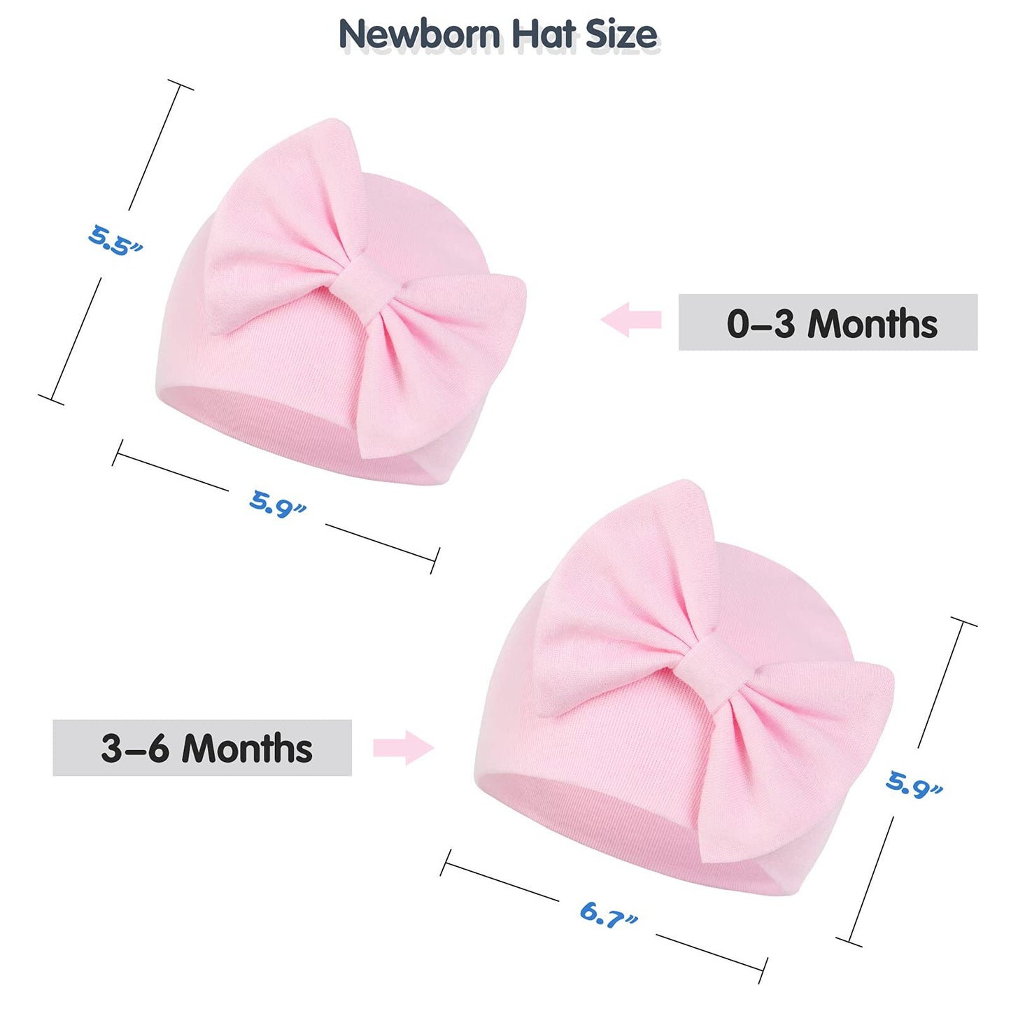 Durable Breathable Elastic Super Soft Infant Hat, Pink White Purple, 3-Piece