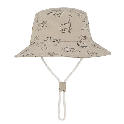 Baby Sun Hat UPF 50+ Sun Protection Summer Beach Hat Cute Baby Bucket Hat Wide Brim Toddler Sun Hats for Boys Girls Khaki Dinosaur M